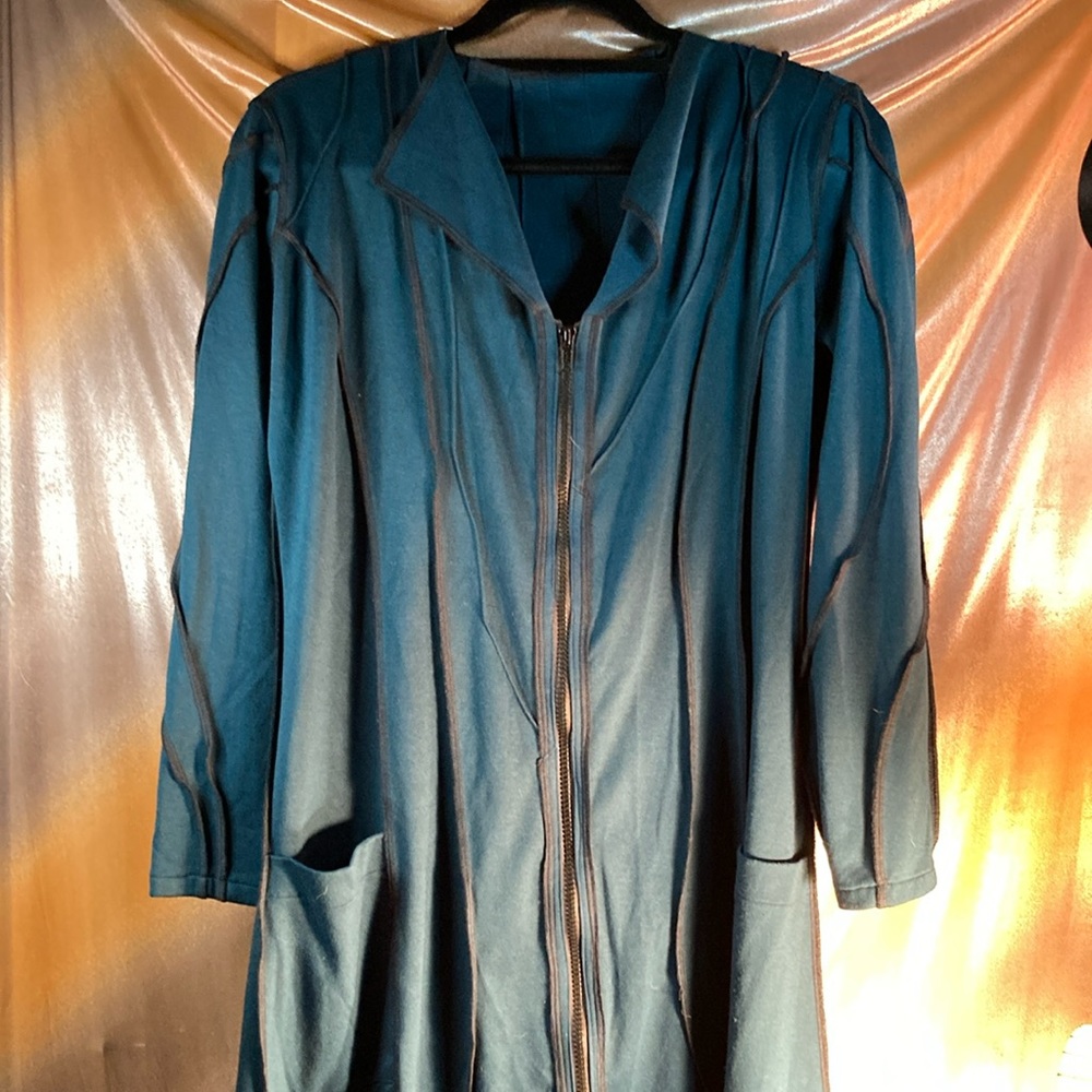 Teal lightweight jersey jacket42” chest. Reversed stitch in‎ wavy artisan design
